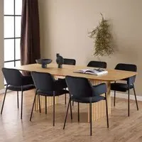 Carlisle Oak Dining Table with Laconia 6 Chairs - Black, Oak