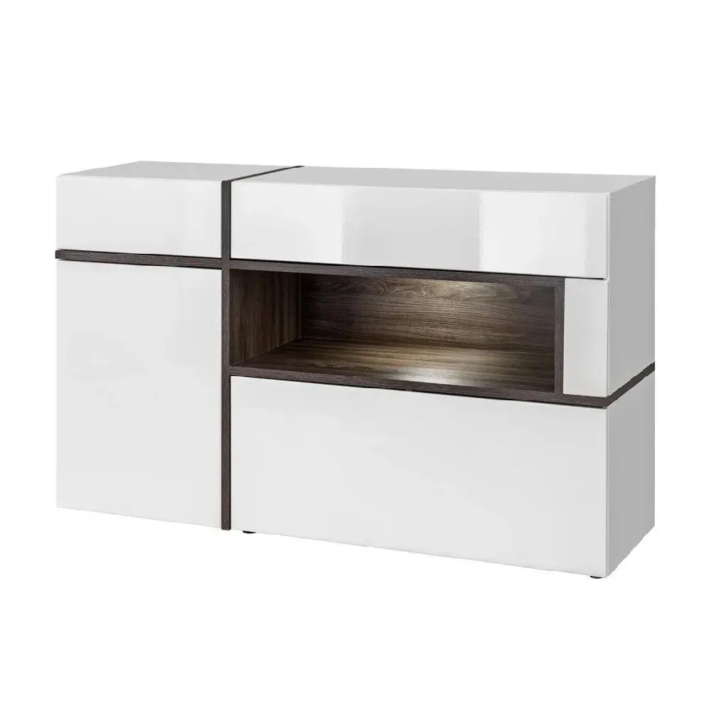 Carlisle Sideboard with LED - White, Elm