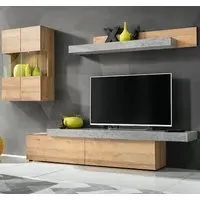 Carlisle Wall Hung Entertainment Unit - Grey, Oak