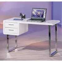 Carlo Computer Desk with Drawers - White, High Gloss