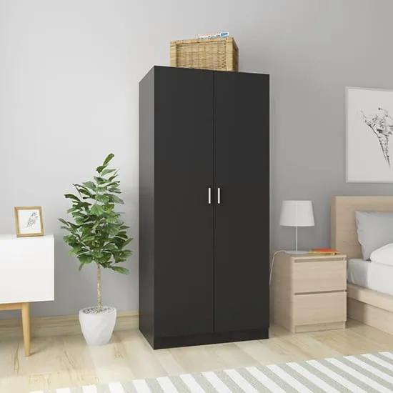 Carlow 2-Door Wardrobe - Black, Engineered Wood