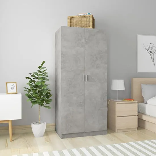 Carlow 2-Door Wardrobe - Concrete Effect, Engineered Wood image