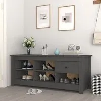 Carlsbad Shoe Storage Bench with Drawer - Grey, Pinewood