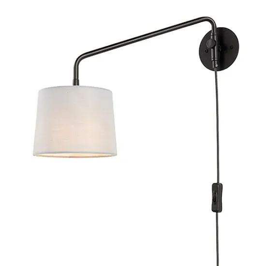 Carlson Swing Arm Wall Light - Grey, Cotton image