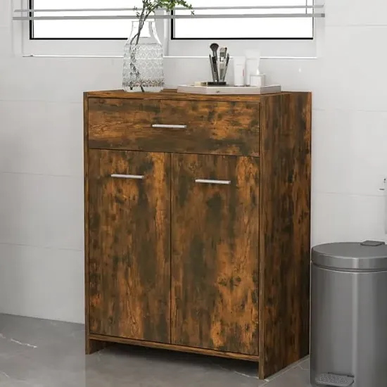 Carlton Bathroom Cabinet with 2 Doors 1 Drawer - Smoked Oak