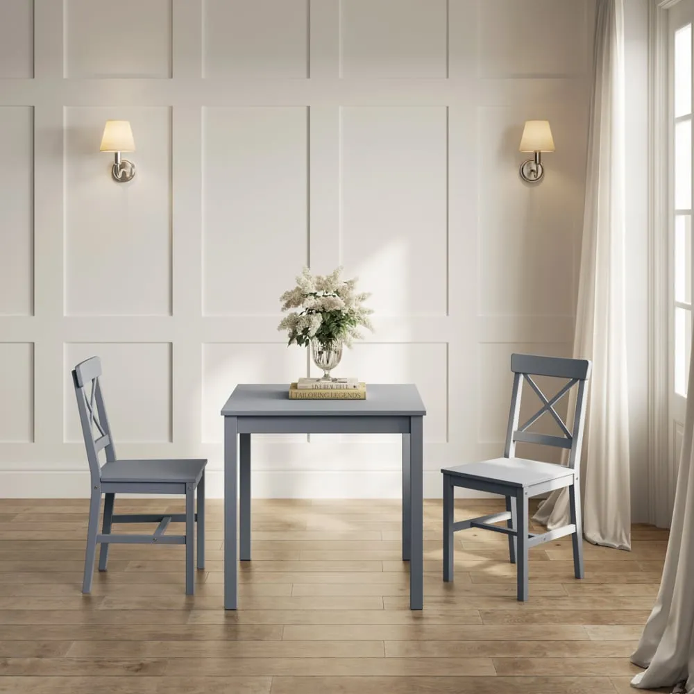 Carlton Dining Table with 2 Chairs - Anthracite, MDF image