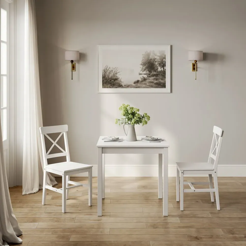Carlton Dining Table with 2 Chairs - White, MDF