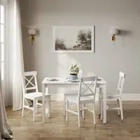 Carlton Dining Table with 4 Chairs - White, MDF