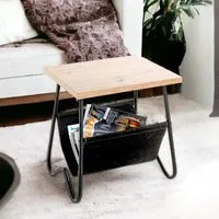 Carlton End Table with Magazine Rack - Oak, Black
