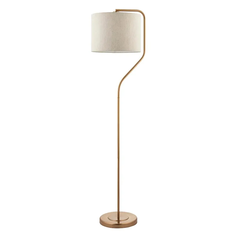 Carlton Floor Lamp - Brushed Aged Brass, Fabric image