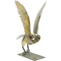 Carlton Iron Owl Sculpture - Rustic Gold