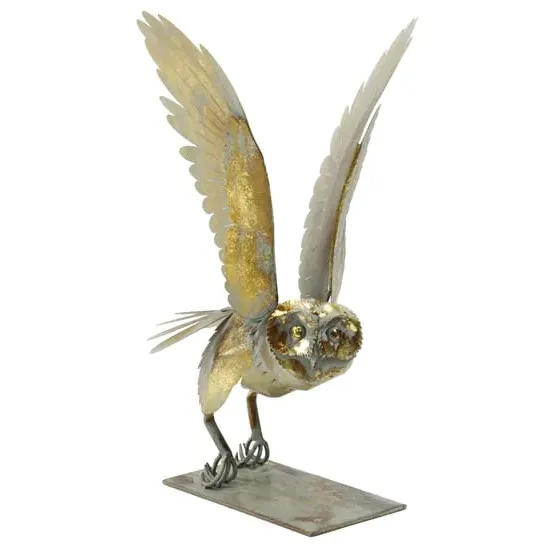 Carlton Iron Owl Sculpture - Rustic Gold image