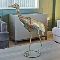 Carlton Iron Walking Crane Sculpture - Rustic Gold