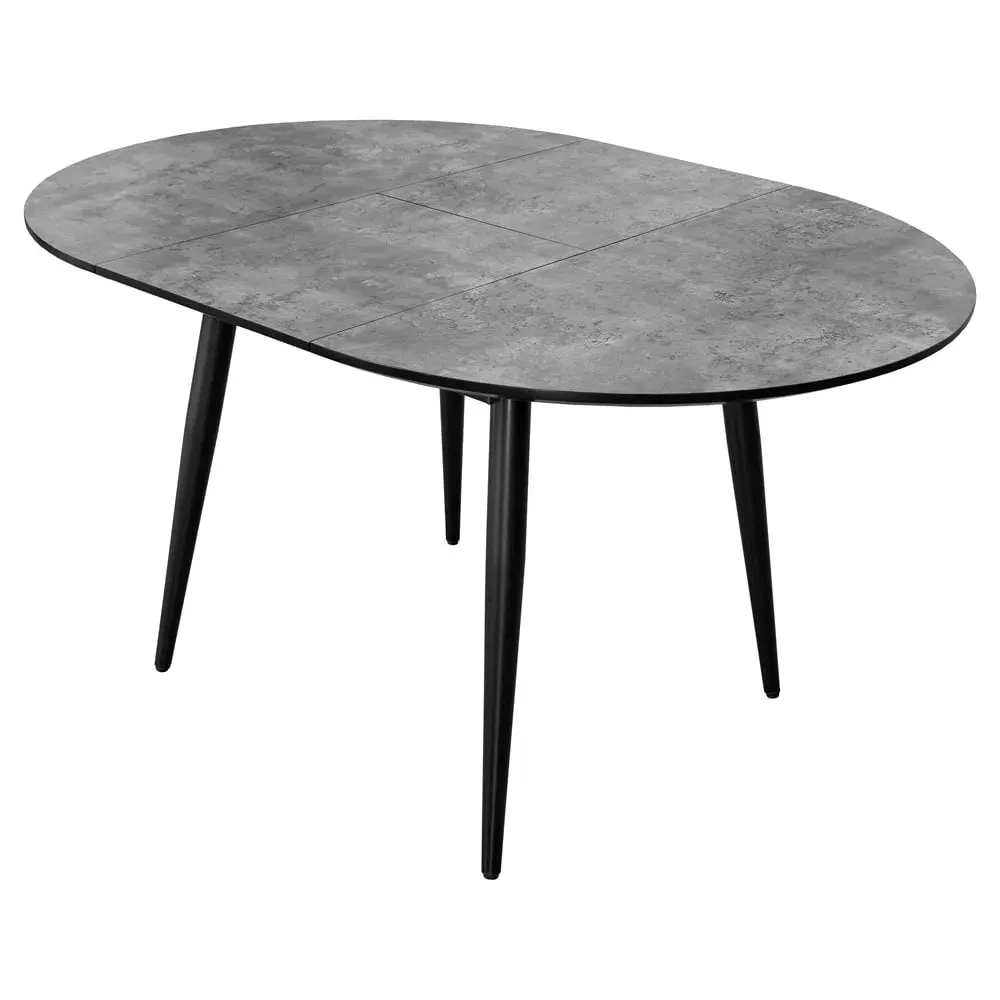 Carlton Oval Extendable Dining Table - Concrete Grey, MDF