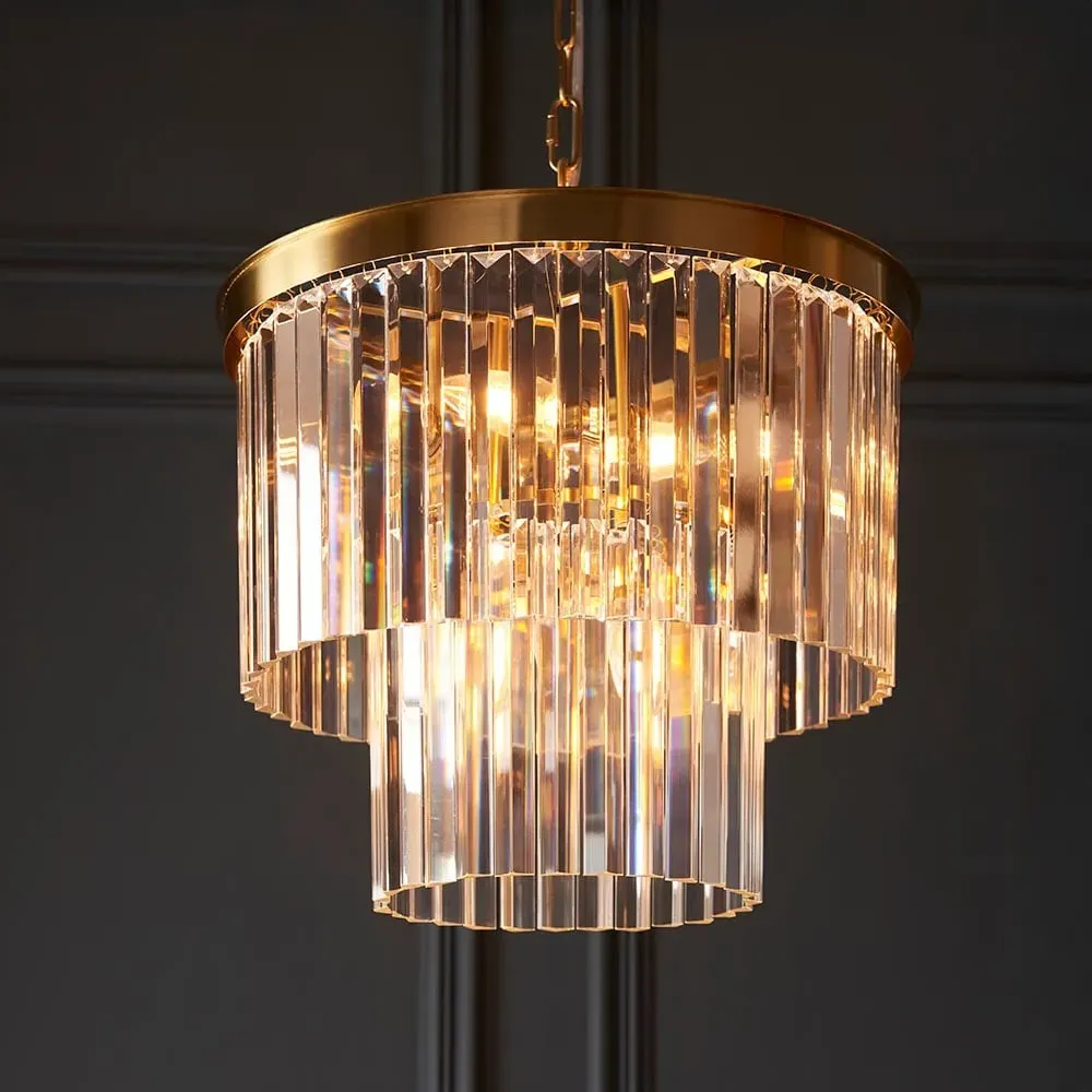 Carmel 4 Light Glass Pendant Light - Brushed Aged Brass