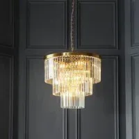 Carmel 7 Light Glass Pendant Light - Brushed Aged Brass