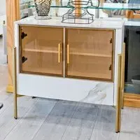Carmel Marble Top Sideboard 2 Doors 1 Drawer - White, Gold