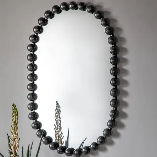 Carmel Rounded Rectangle Portrait Wall Mirror - Black image