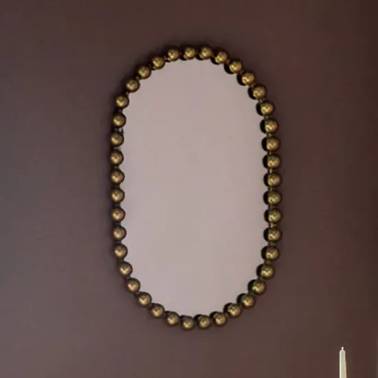 Carmel Rounded Rectangle Portrait Wall Mirror - Gold
