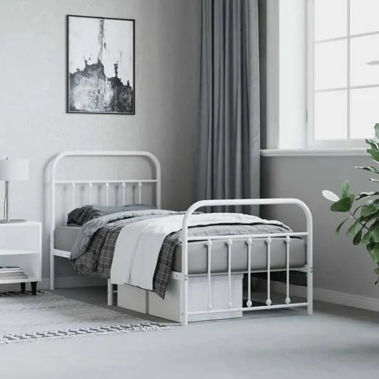 Carmel Single Bed Frame - White, Steel