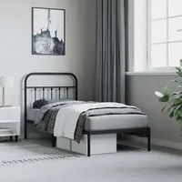 Carmel Single Bed Frame with Headboard - Black, Steel