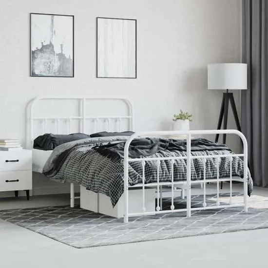 Carmel Small Double Bed Frame - White, Metal image