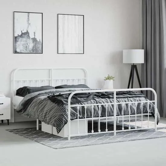 Carmel Super King Size Bed Frame - White, Metal