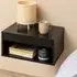 Carmel Wall Hung Bedside Cabinet with Drawer - Black, Wood