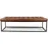 Carmel Wooden Dining Bench with Leather Seat - Tan