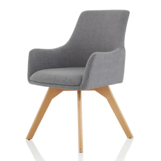 Carmen Office Chair with Wooden Legs - Grey, Fabric product