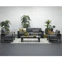 Carmo 3-Seater Lounge Set with Coffee Table - Black, Fabric