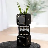Carnation 3 Cube Ceramic Vase Set - Black, Gold alternate view
