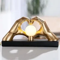 Carnation Heart Table Lamp - Black, Gold, Synthetic Resin alternate view