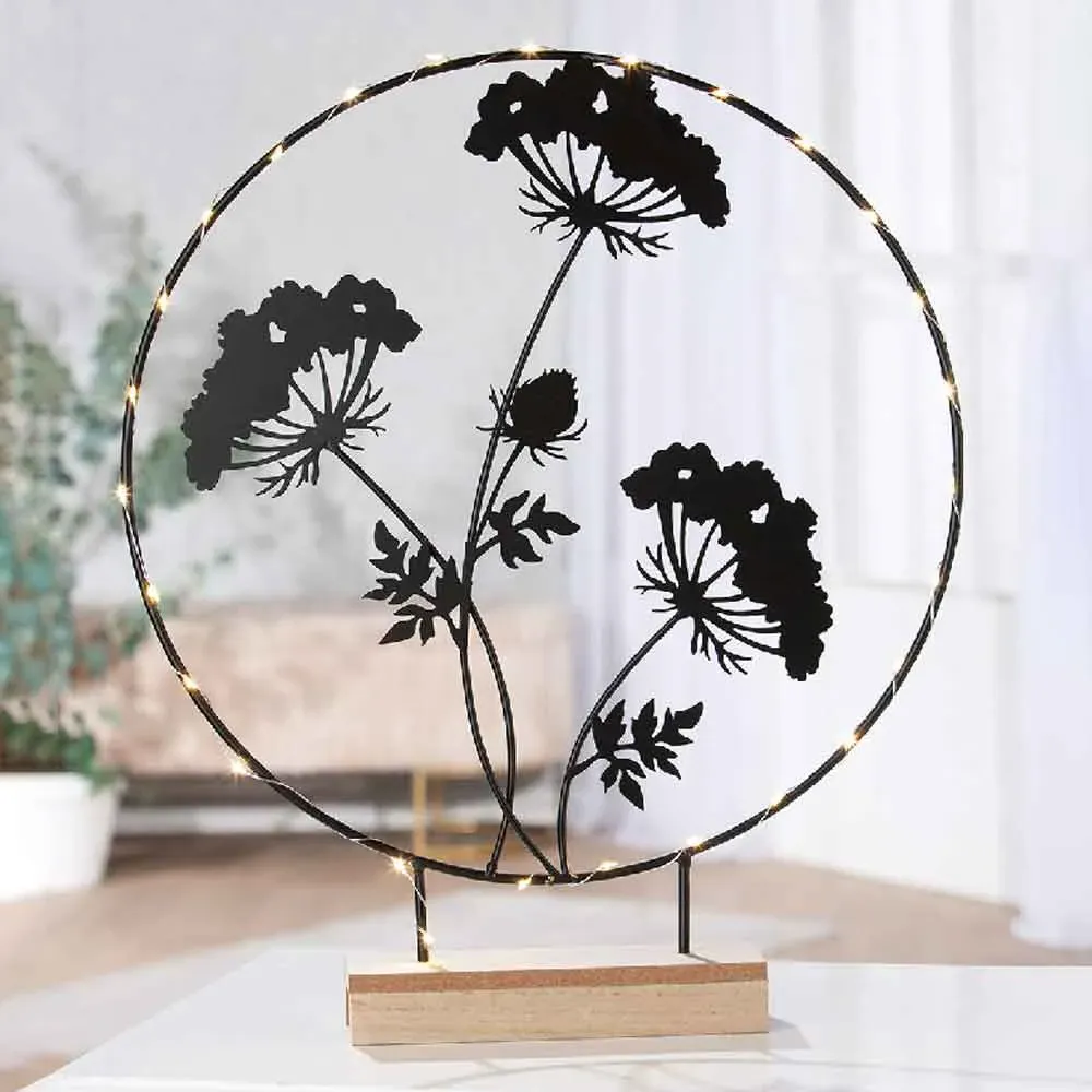 Carnation Large Round Flower Table Lamp - Black, Metal product
