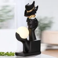Carnation Silence Art Table Lamp - Black & Gold, Synthetic Resin alternate view