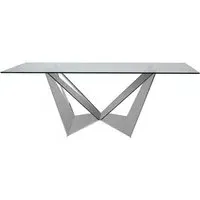 Carolex Rectangular Glass Dining Table - Clear, Chrome