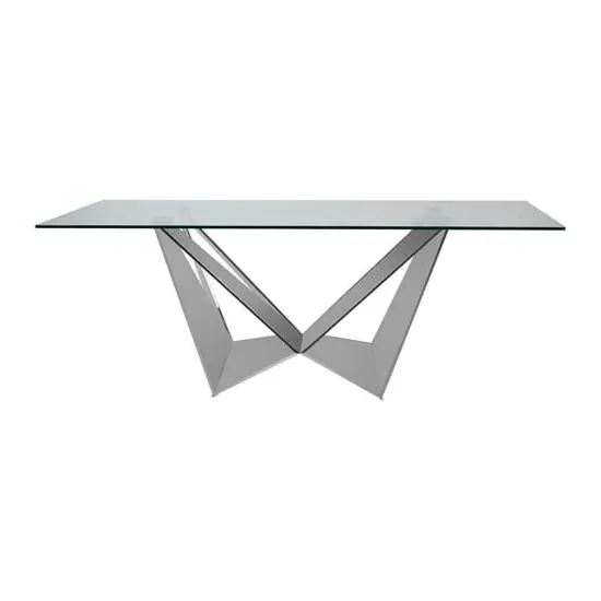 Carolex Rectangular Glass Dining Table - Clear, Chrome