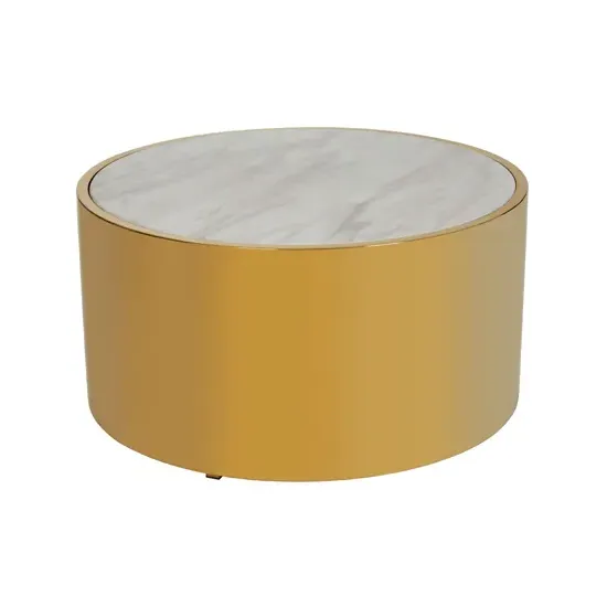 Carolex Round Coffee Table - White, Faux Marble product