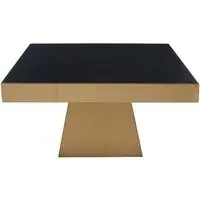 Carolex Square Coffee Table - Gold, Tempered Glass