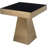 Carolex Square Side Table - Gold, Tempered Glass