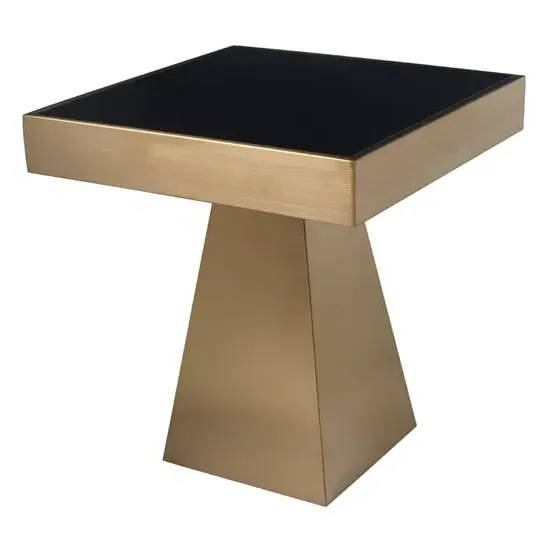 Carolex Square Side Table - Gold, Tempered Glass