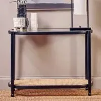 Carolina Clear Glass Console Table - Black, Elm Wood