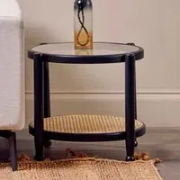 Carolina Clear Glass Side Table - Black, Elm Wood