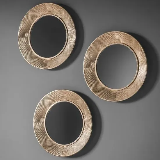 Caroline Round Set of 3 Wall Mirrors - Gold image
