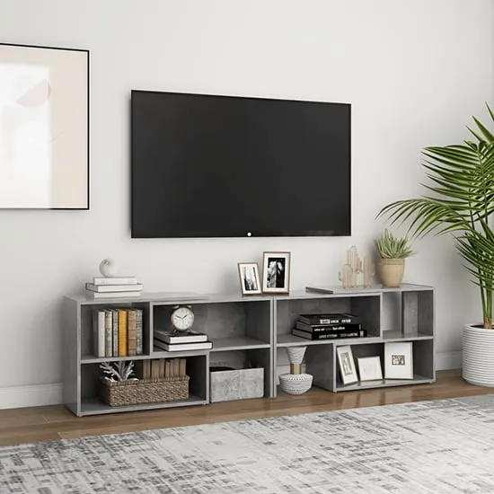 Carolus Extendable TV Stand with Shelves - Concrete Effect