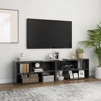 Carolus Extendable TV Stand with Shelves - Grey, Engineered Wood