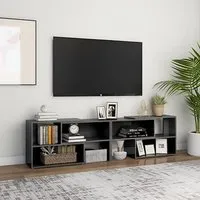 Carolus TV Stand with Shelves - Grey, High Gloss