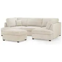 Caronia U-Shaped Corner Sofa - Beige, Boucle Fabric