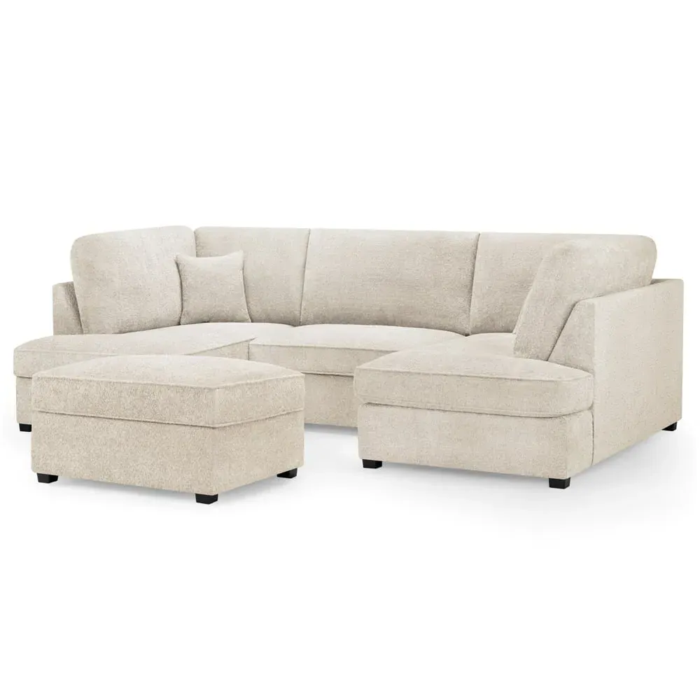Caronia U-Shaped Corner Sofa - Beige, Boucle Fabric