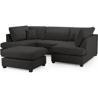 Caronia U-Shaped Corner Sofa - Black, Fabric
